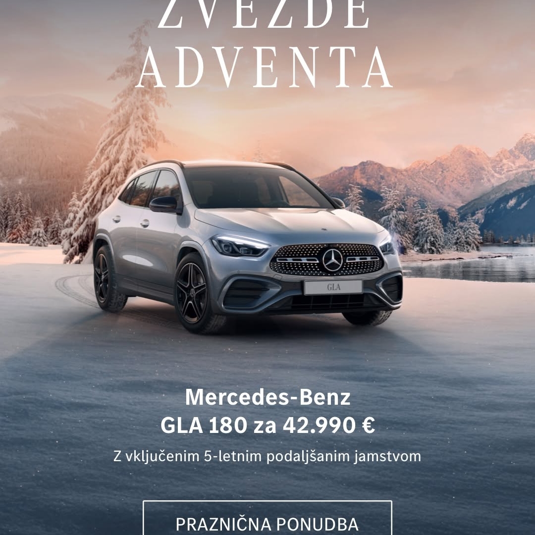 Mercedes-Benz GLA je kompaktno samozavesten, vsestransko uporaben in pripravljen na vsa doživetja – popolna kombinacija za vaše brezskrbne poti.
Obiščite salone Mercedes-Benz.