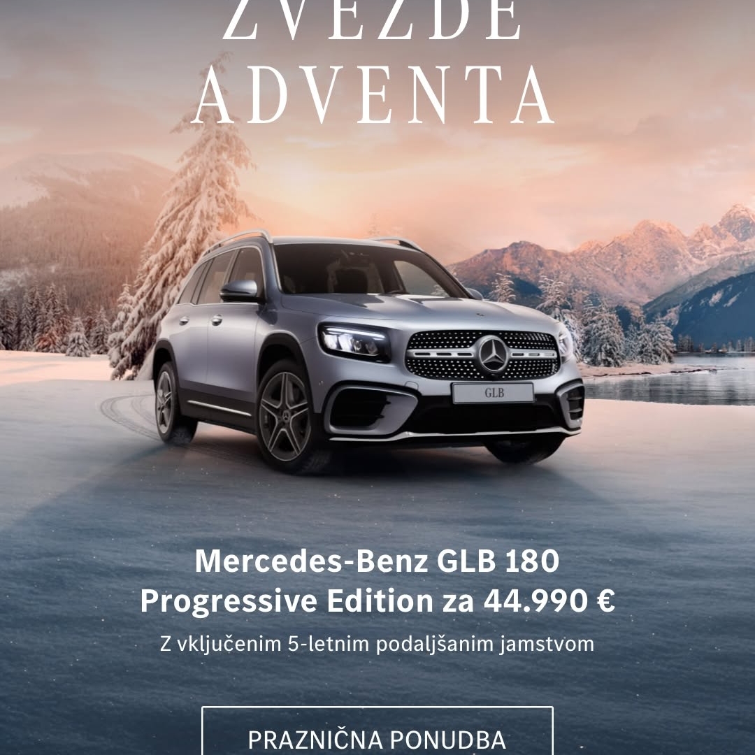 Mercedes-Benz GLB navdušuje z izjemno prostornostjo, samozavestno podobo in vsestranskostjo, ki zlahka sledi vašemu tempu – od družinskih do mestnih doživetij.
Obiščite salone Mercedes-Benz
